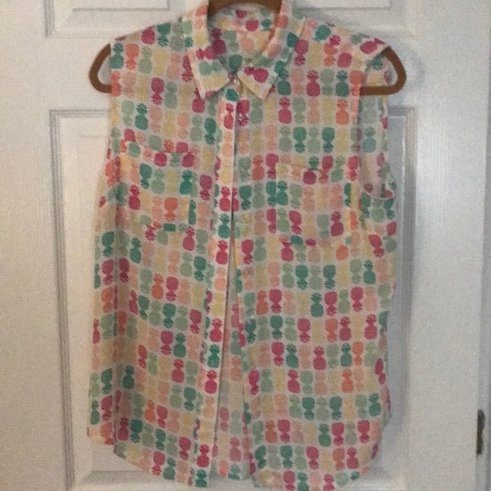 Summery Talbots pineapple blouse